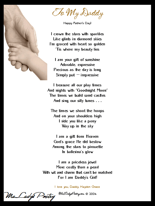 poems for daddy from little girl