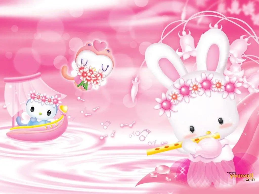 baby pink wallpaper bunny