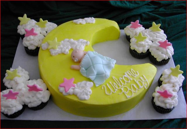 Crescent Moon Baby Shower Cake