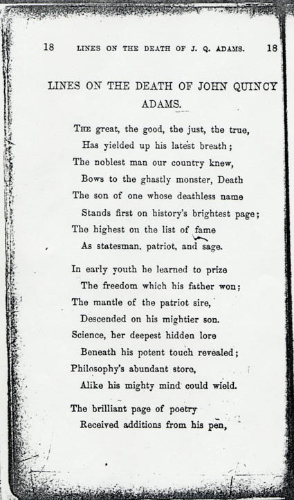 john quincy adams lines on the death