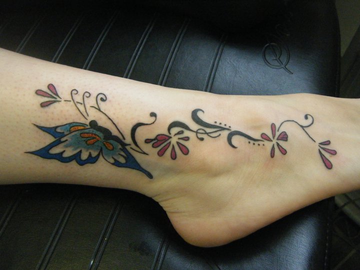 Butterfly Foot Tattoo