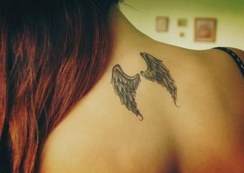 Angel Wings Neck tattoos for girls