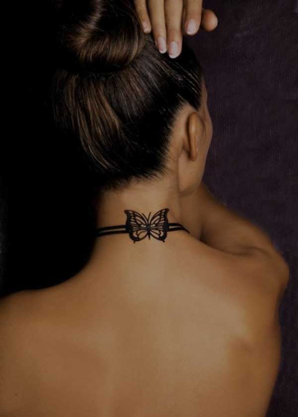 Butterfly Neck tattoos for girls