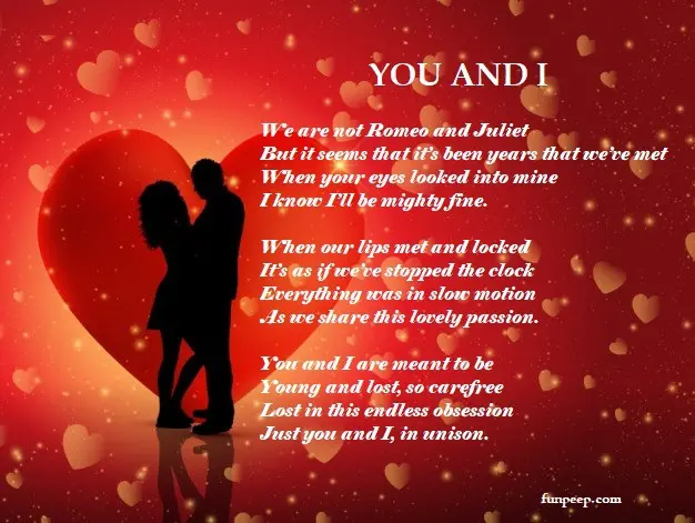 You and I romantic valentine love poem