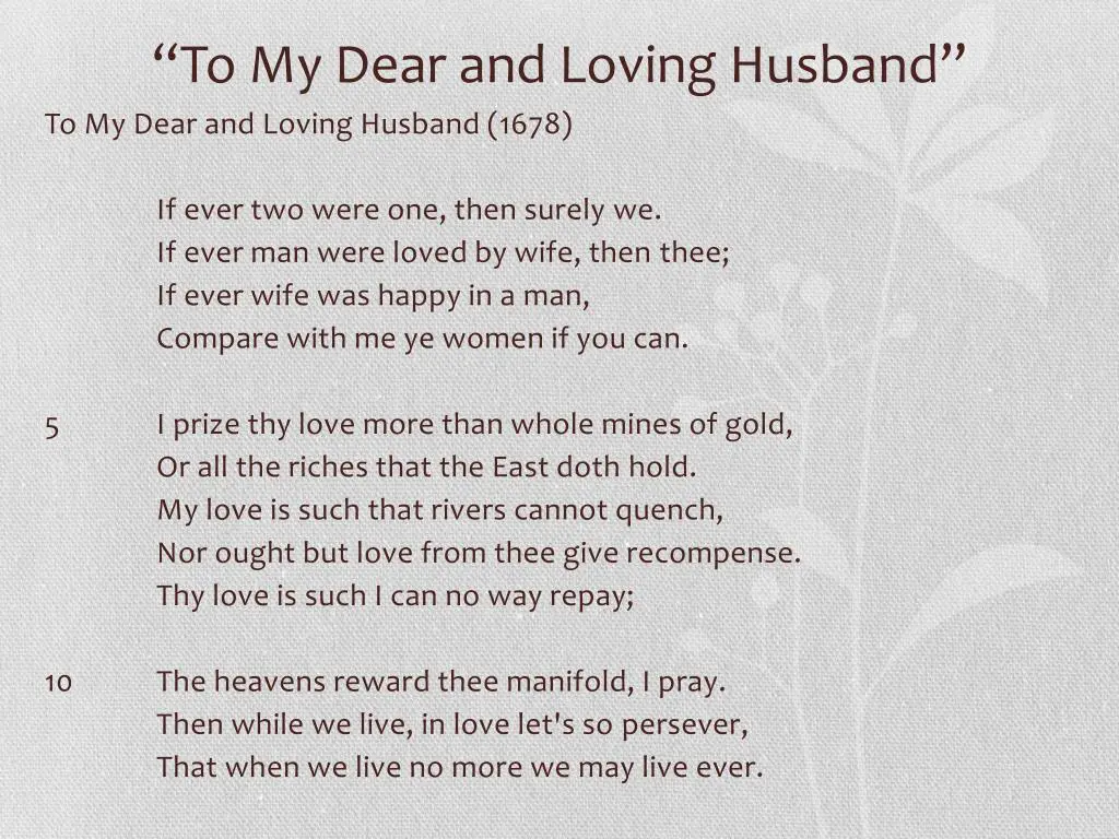 anna bradstreet to my dear and loving husband love poem