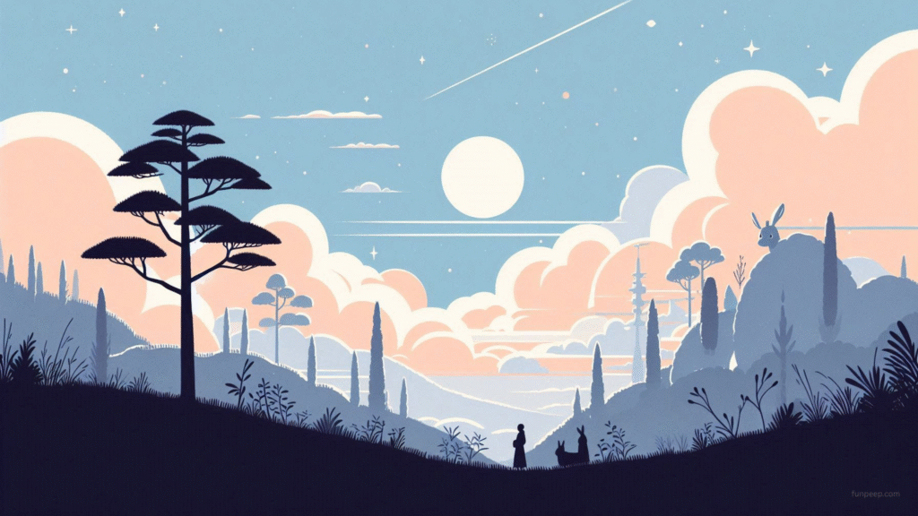 cartoon style minimalist wallpaper